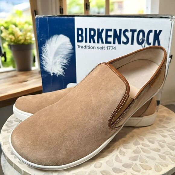 BIRKENSTOCK Skye Leather Suede Sand Unisex Slip-On Sneaker - Picture 4 of 10
